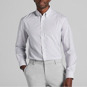 Joseph Abboud | Men’s Non-Iron Blue White Checkered Dress Shirt | 17 1/2 • 34/35